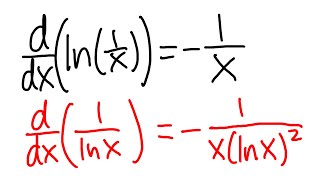 derivative of ln1x vs derivative of 1lnx [upl. by Eniarda722]