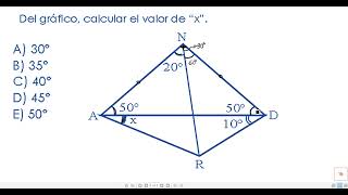 Geometría  Triángulos  Del triángulo calcular el valor de quotxquot [upl. by Akitahs370]