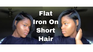 How To Flat Iron On Short Hair Routine [upl. by Enaej]