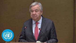 Disarmament Conference Address by UN Chief at HighLevel Segment  United Nations [upl. by Netsirc554]