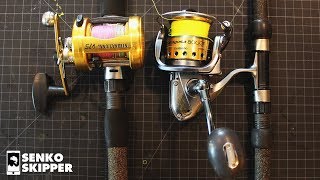 Salt Water Shore fishing Why use a Conventional Fishing Reel vs Spinning reel [upl. by Nalyak657]