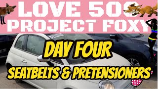 Project Foxy  Day 4  The seatbelts  Topless Fiat 500C  Copart Cat S Salvage Crashed Repair [upl. by Nayra]