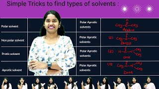 Simple Tricks to find types of solvents like polar non polar polar protic polar aprotic solvents [upl. by Jareen]