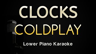 Clocks  Coldplay Piano Karaoke Songs With Lyrics  Lower Key [upl. by Araf]