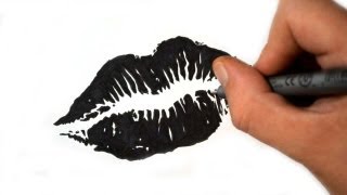 How to Draw Lipstick Marks  Black Tattoo Design [upl. by Nylhtac]