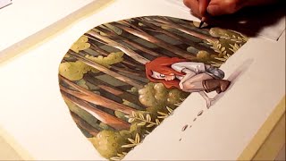 Watercolor illustration quottracesquot timelapse work in progress painting drawing art by Iraville [upl. by Daegal]