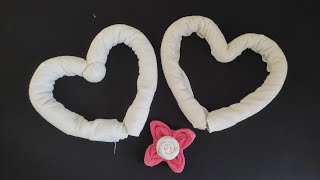 Heart Towel Folding  How to Make Heart using Towel  Towel art  Towel folding design [upl. by Claud]