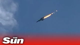 Russian fighter jet bursts into flames before crashing into lake [upl. by Hera]