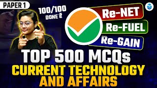 UGC NET Current Affairs amp Technology  Paper 1 UGCNET Top 500 MCQs by Aditi Mam  JRFAdda [upl. by Arahc]