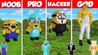 Minion Statue Build Battle Challenge  Noob vs Pro vs Hacker vs God  Minecraft Animation [upl. by Oicapot]