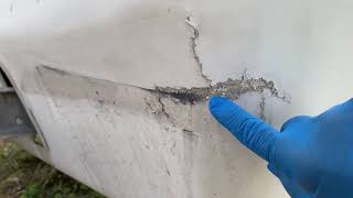 PART 1 OF 2 Repairing fiberglass damage on corner of RV [upl. by Araek]