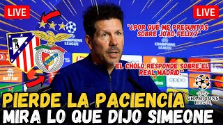 💥SORPRENDENTE MIRA DIEGO SIMEONE EN LA RUEDA DE PRENSA BENFICA VS ATLÉTICO DE MADRID HOY [upl. by Yankee]