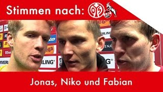 Interviews nach 1 FC Köln  Jonas Lössl  Niko Bungert  Fabian Frei  05ertv  1 FSV Mainz 05 [upl. by Yotal144]