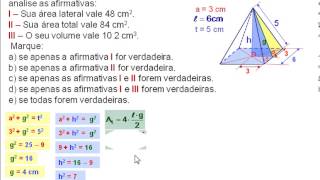 11 Exercício 05 UNIV Barra Mansa Pirâmide Volume e área [upl. by Nwahsek764]