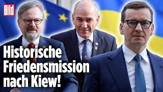 Zeichen der Solidarität RegierungsChefs auf ukrainischem Gebiet  UkraineKrieg [upl. by Florrie]