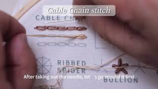 🌸🌺Cable Chain Stitch  Hand Embroidery for Beginners  embroidery stitches by ETSPIL✨✨ [upl. by Ofloda]