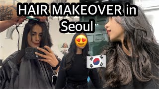 🇰🇷 MY NEW HAIRCUT in KOREA 💇🏻‍♀️  Seoul Vlog amp Makeup 💄 [upl. by Jerri]