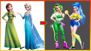 Elsa Anna Frozen Make Up in to Inside Out 2  Inside Out 2 Disney Cartoon Art [upl. by Kajdan]