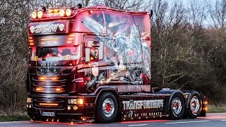 TRANSPORTS BEAU TRANSFORMERS SCANIA 4SERIE LONGLINE V8 VERY LOUD FULL FKM PACKAGE ONBOARD [upl. by Mian547]