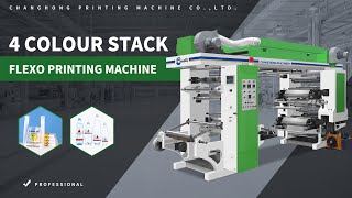 4 Colour stack type flexo printing machine for film [upl. by Hcib]