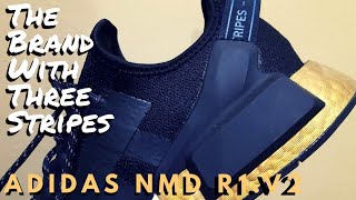 Adidas NMD R1V2 Black Metallic Gold Unboxing [upl. by Charmaine]