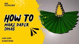 How to make paper diyas  Mr Vlogger  Paper crafts origami craft paper diyas viral fun [upl. by Delmer]