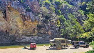 Riverside Camping in camper trailer  Wallaby Rocks  Sofala NSW Australia [upl. by Esemaj]