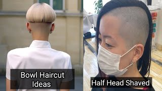 best Half Head Shaved Nape Bob Haircuts and Best Bowl Haircut stylesBowl HaircutNew Haircut styles [upl. by Eidnar602]