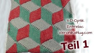 Entrelac Pillowcase Diamonds with 3D effect Part 1 [upl. by Palm]