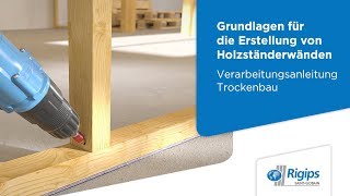 ErstellungAufbau von Holzständerwänden Rigidur Gipsfaserplatten  Rigips Verarbeitung Trockenbau [upl. by Marijo]