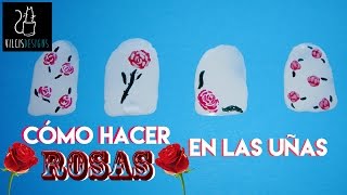 Cómo crear rosas flores en las uñas  How to create roses flowers on your nails [upl. by Arelc457]