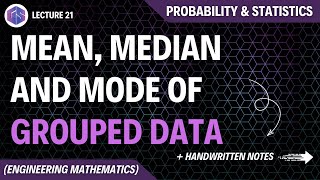 Lec21 Mean Median And Mode of Grouped Data  Probability and Statistics [upl. by Langbehn]