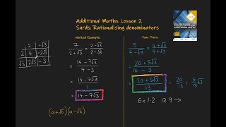 2 Rationalising the denominator Additional Maths OCR FSMQ [upl. by Ashely]