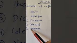 NSAID drugs asprin ibuprofen diclophenaccelecoxib naproxen [upl. by Ellerey526]