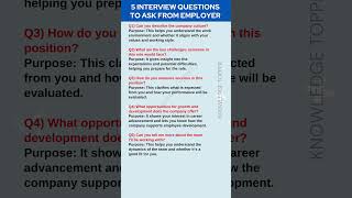 5 Interview Questions to Ask Interviewer or Hiring Manager  Do you have any Questions For Us [upl. by Modesty]