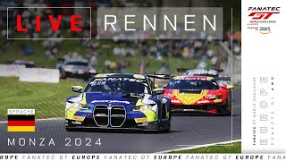 LIVE  Rennen  Monza  Fanatec GT Europe 2024 Deutsche [upl. by Eecyal]