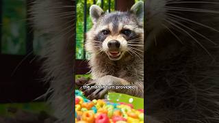 Raccoon stealing cat food animals love shorts [upl. by Ardnaik]