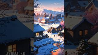 ❄️🌅 Winter Dawn in the Mountain Village  Serene Snowy Landscape ⛄🏔️ akuma4k anime nature shorts [upl. by Ulick416]