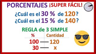 PORCENTAJES con regla de tres  Como calcular el tanto  de un número  Super fácil 🤩  PASO a PASO [upl. by Artemisa338]