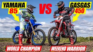 World Champion on 85cc vs Weekend Warrior on 450 4 Stroke [upl. by Resarf425]