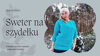 Sweter nietoperz na szydełku Batwing crochet sweater easy for beginners [upl. by Ariahs]