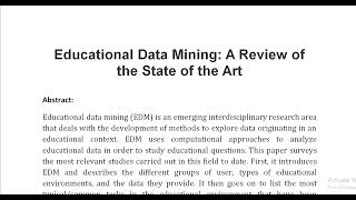 Educational Data Mining A Review of the State of the Art [upl. by Eizle]