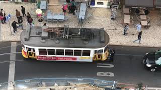 Lisbon tram switching from trolley pole to pantograph [upl. by Suilenrac982]