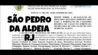 PROCESSO SELETIVO PARA A FORMAÃ‡ÃƒO DE CADASTRO RESERVA SECRETARIA DE EDUCAÃ‡ÃƒO DE SÃƒOPEDRO DA ALDEIA [upl. by Roselba]