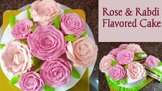 Rose amp Rabdi Flavored Cake  Eggless Gulkand Cake  Special Rose amp Rabdi Cake [upl. by Ezana625]