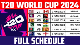 icc t20 world cup 2024 full schedule  T20 WC 2024 schedule Full list of matches dates and venues [upl. by Caplan577]