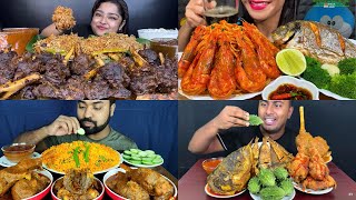 SPICY MUTTON KALA BHUNA CHALLENGE MUTTON PULAOSPICY FISH CURRYPRAWN CURRYCHICKEN FRYEATING SHOW [upl. by Gitt993]