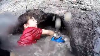 Kid Noodling a Catfish  Fishing by hand [upl. by Mcferren]