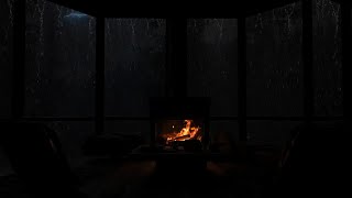 Rainfall and the Warmth of Wood Burning in the Fireplace 🔥 Cozy Balcony Atmosphere [upl. by Huang]