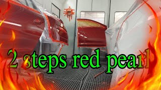 Amazing work 2 steps red pearl Paint job Glasurit base Iwata WS400 Wonderful finish by RM [upl. by Alleuqahs]